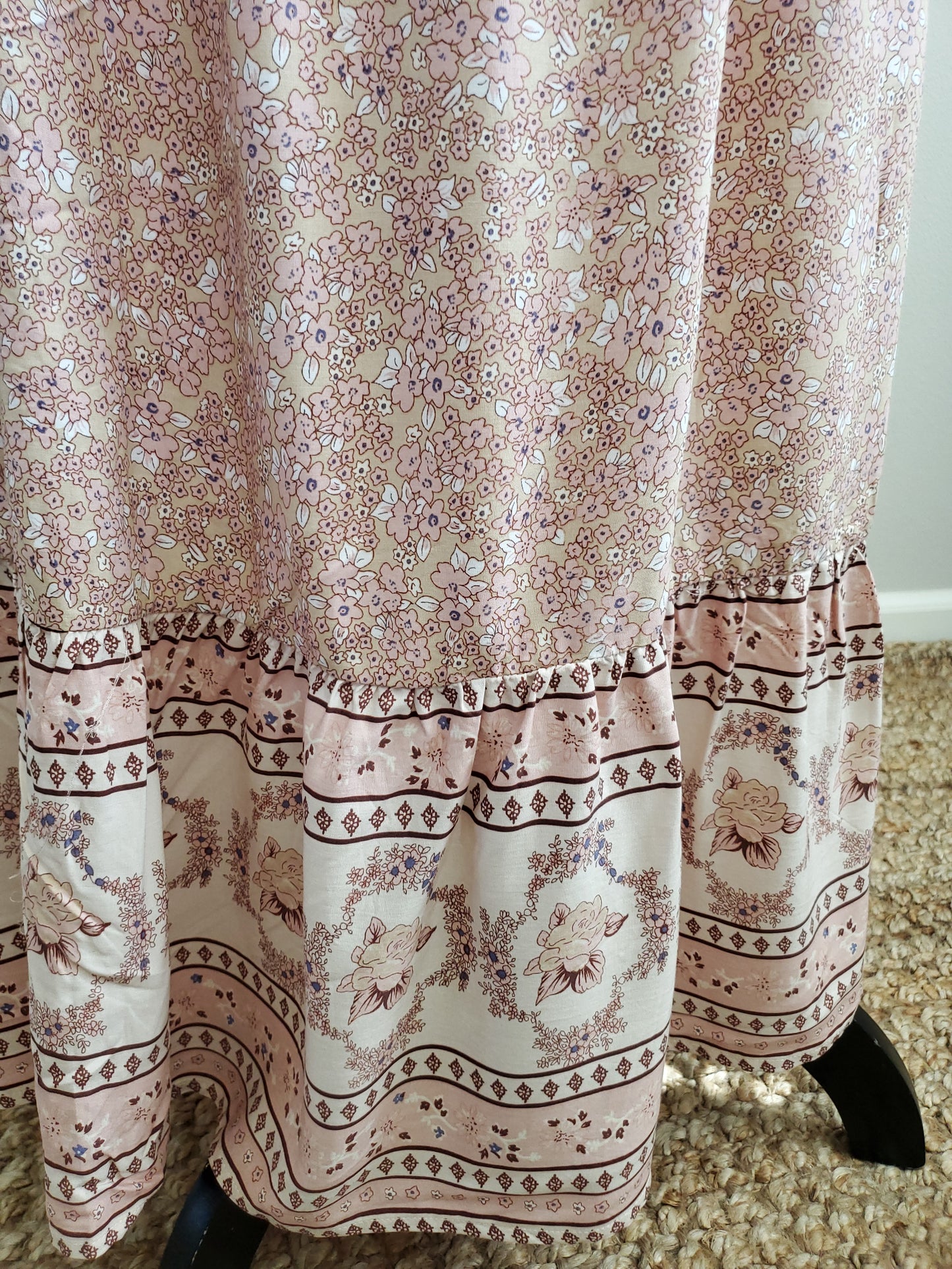 ANKLE LENGTH BOHO BORDER PRINT MAXI DRESS