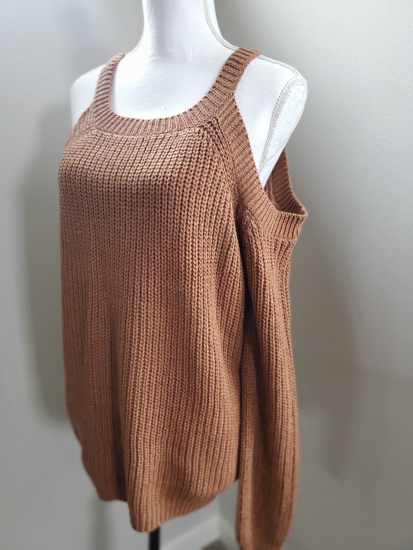 Cold Shoulder Rust Sweater