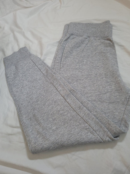 Wide Elastic Waistband Fleece Joggers-Light Heather Grey