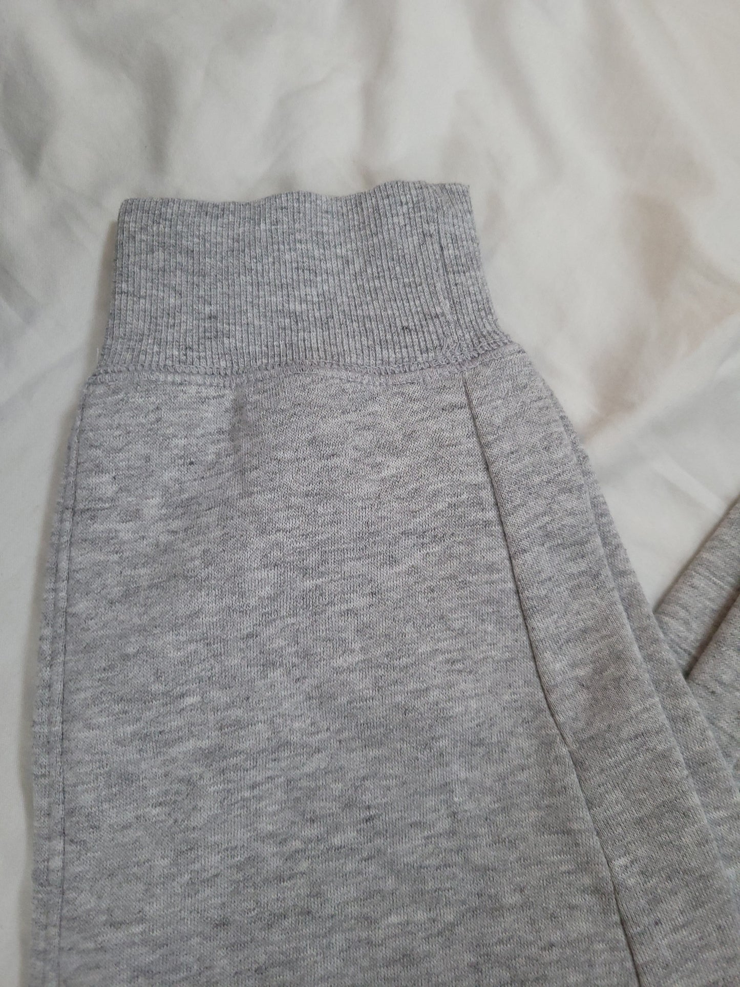 Wide Elastic Waistband Fleece Joggers-Light Heather Grey