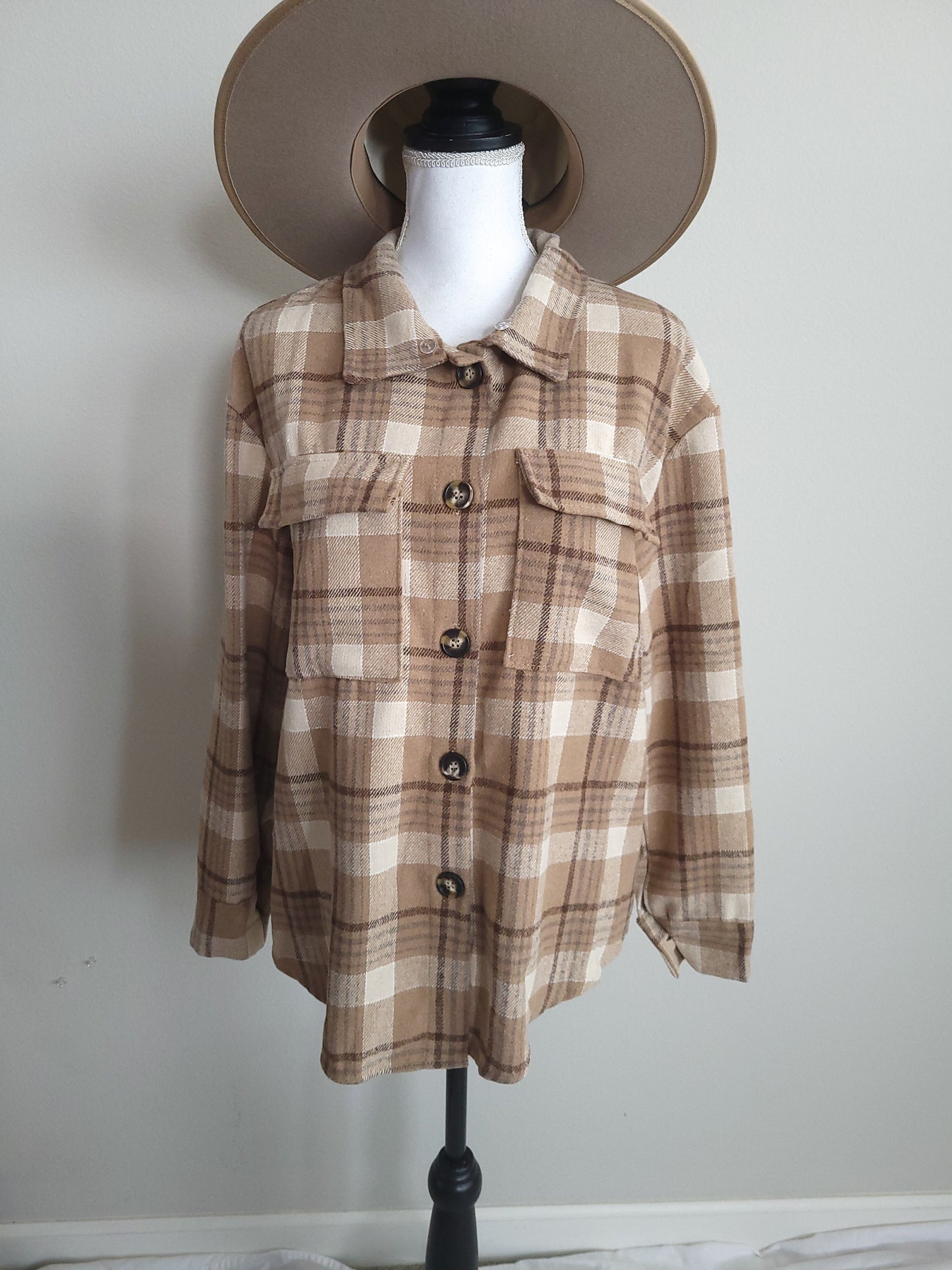 Plaid Shacket Jacket Coat with Detachable Hood