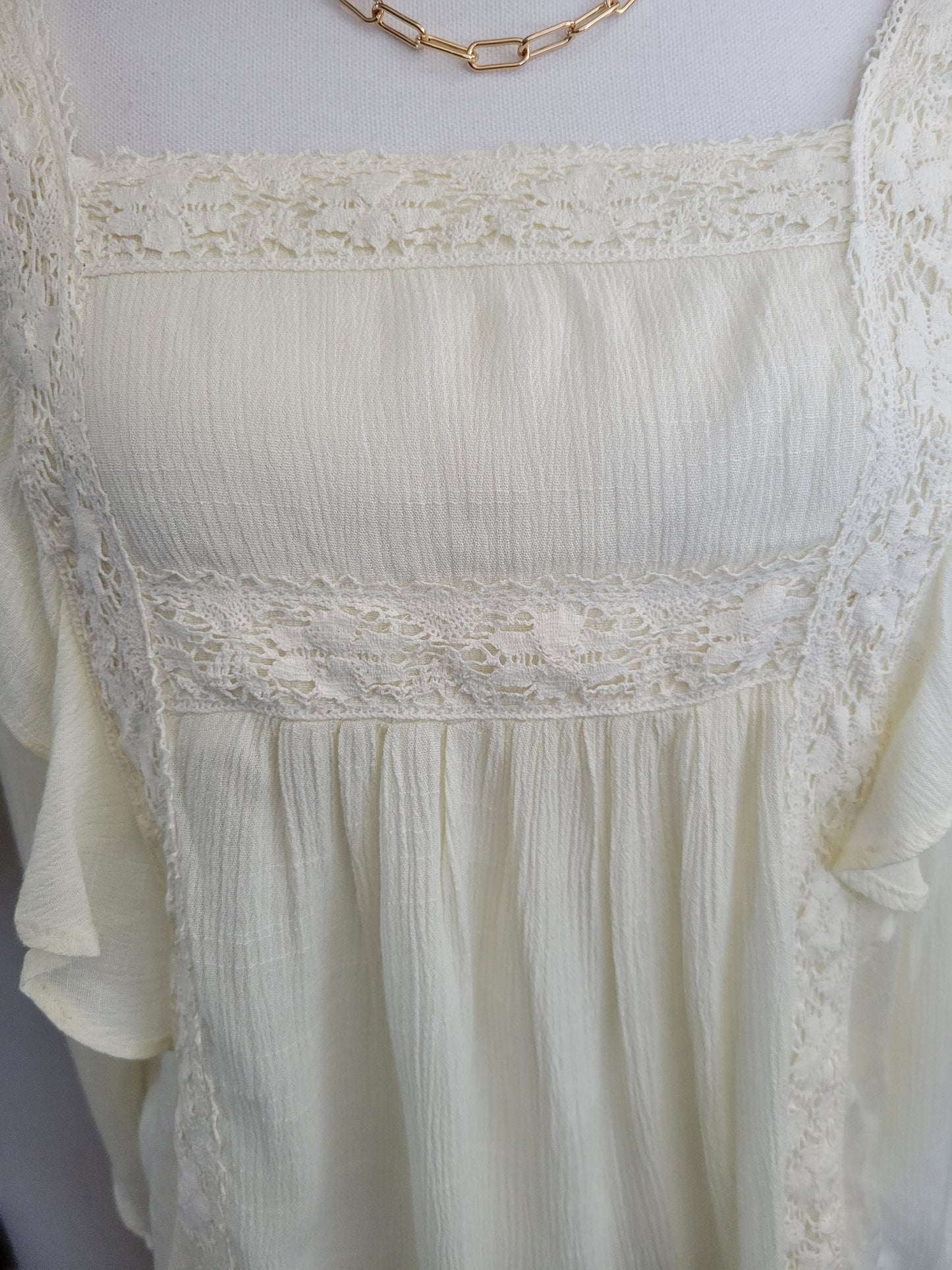 Off White Ruffled Peasant Top