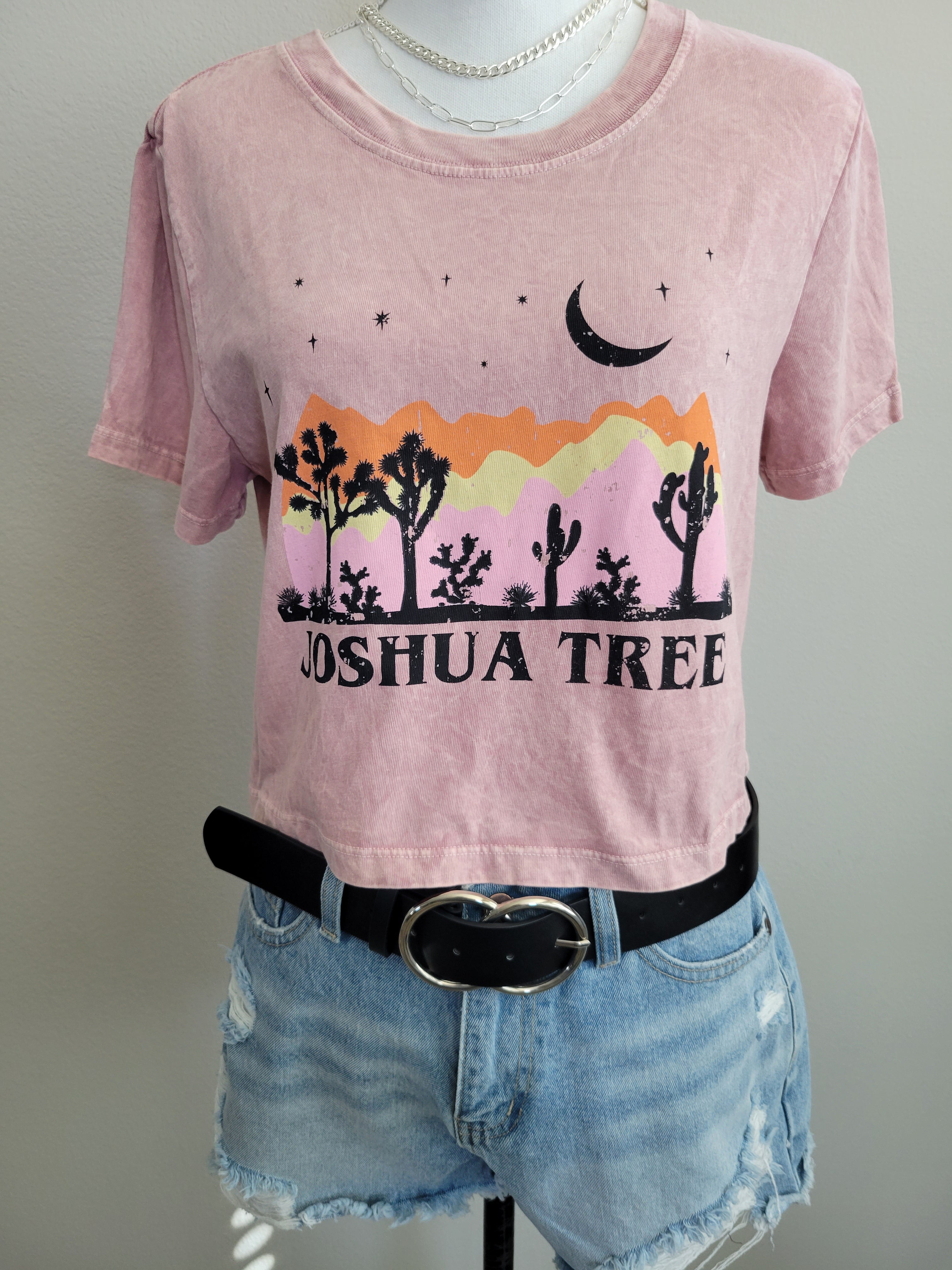 Mineral Pink JOSHUA TREE Cotton graphic crop top