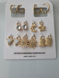 Interchangeable Metal star charm earrings 7 piece set