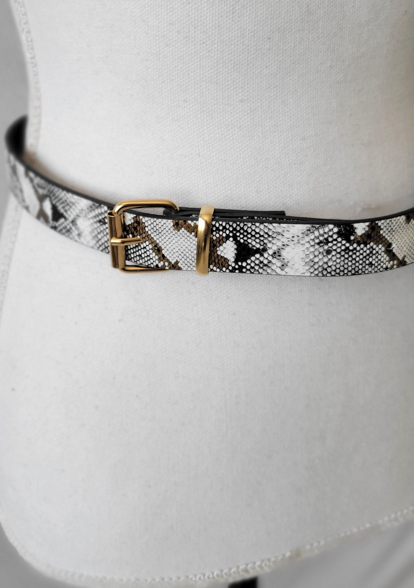 White Snake Print Belt with removable fanny pack