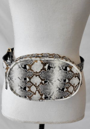 White Snake Print Belt with removable fanny pack