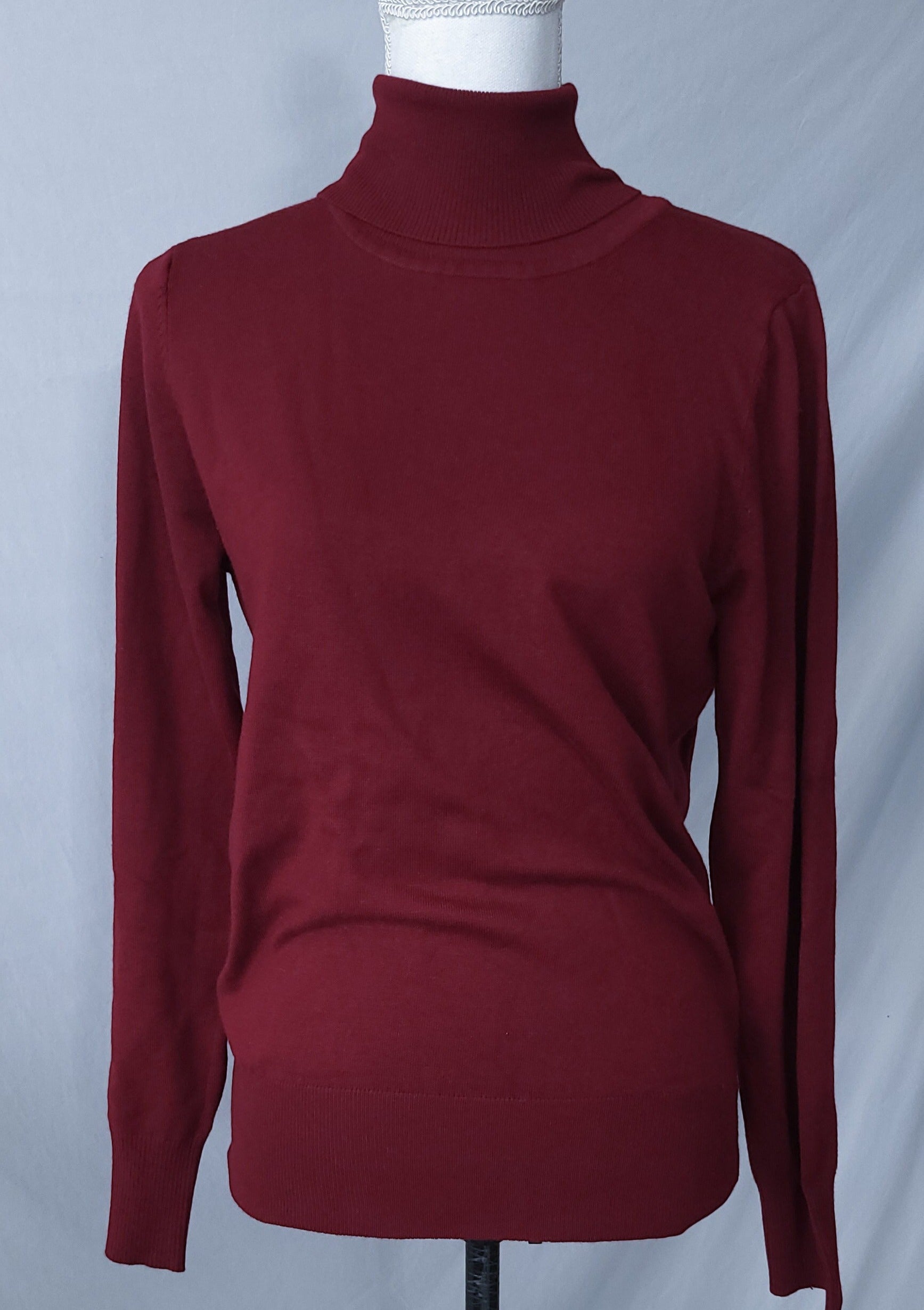 Fitted Burgundy Turtle Neck Sweater