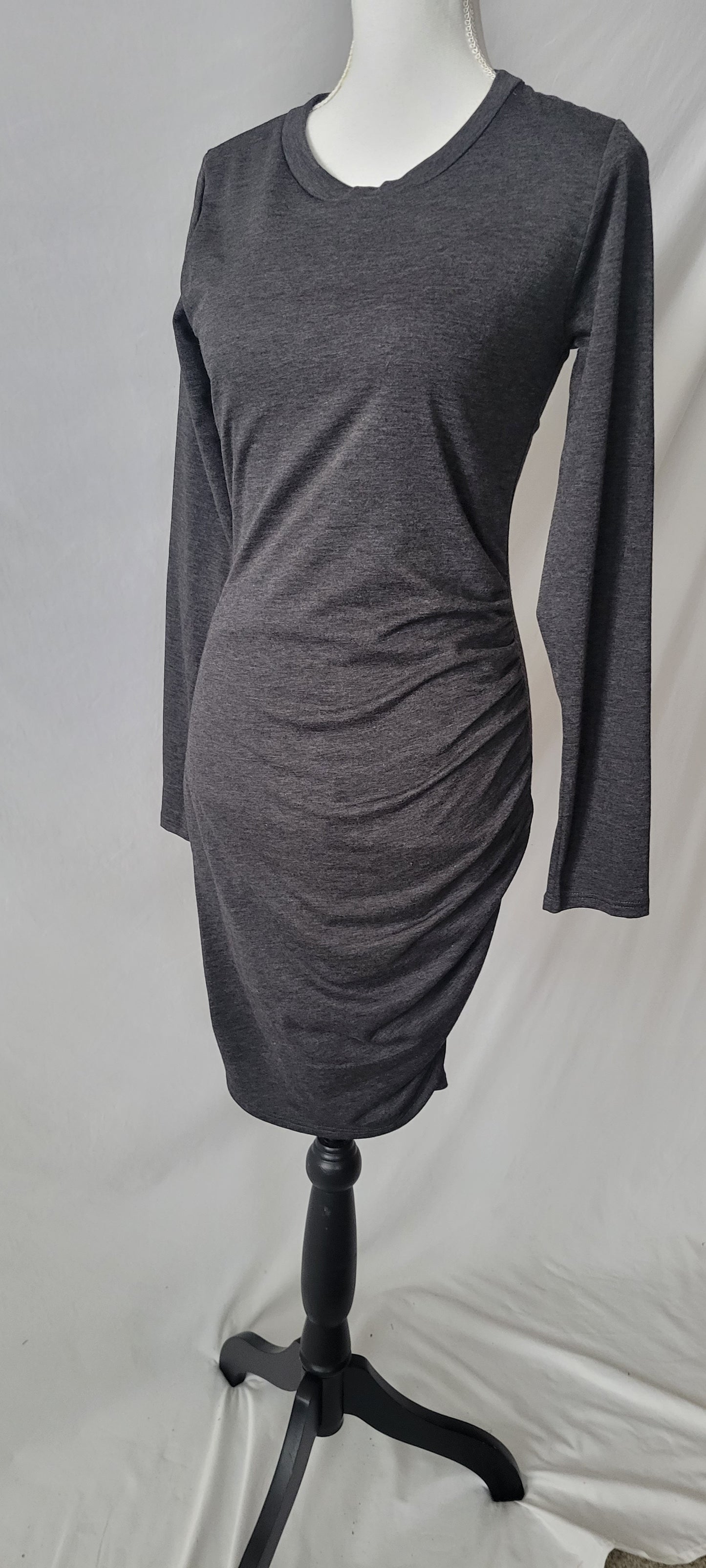 Ruched Body Con Dress-Charcoal