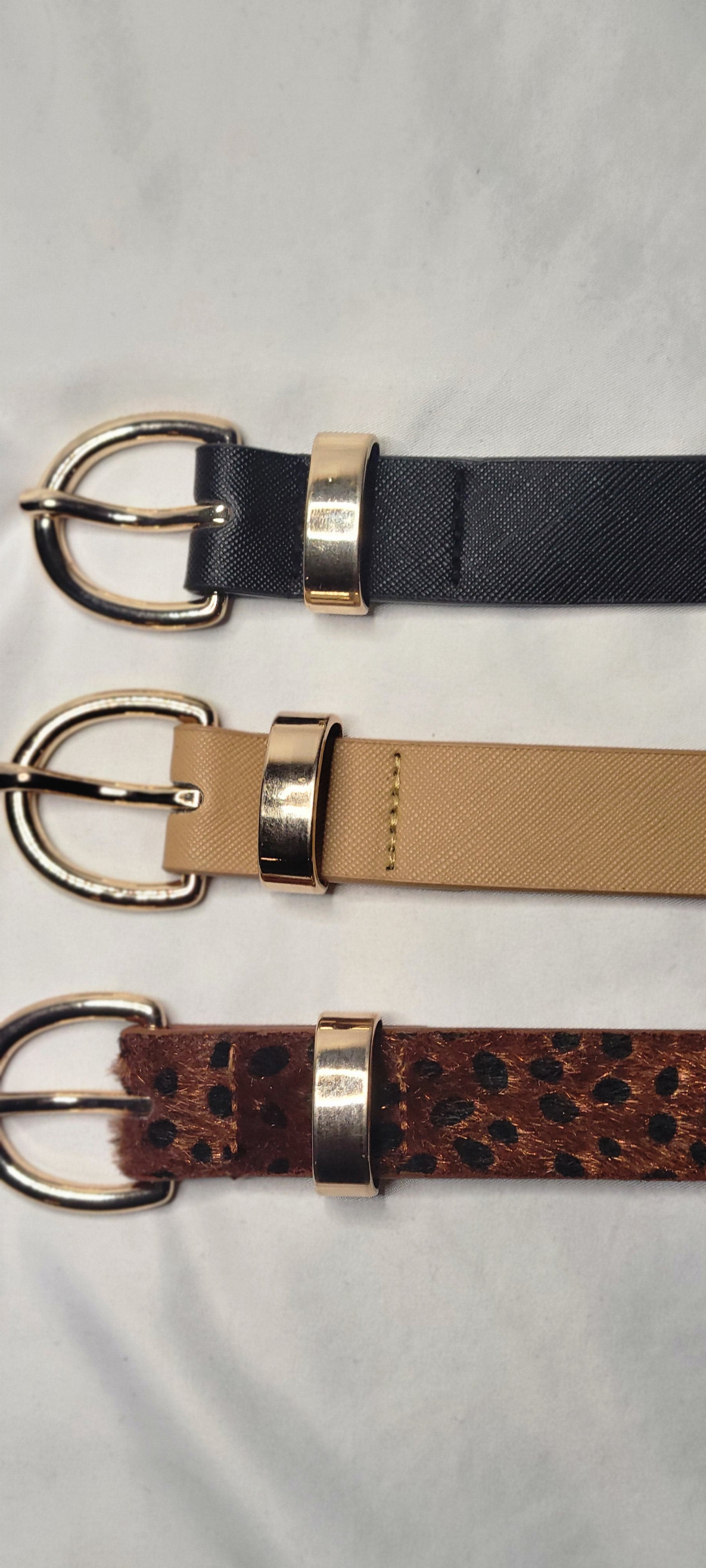 Faux Leather Belt Set-Dark Animal Print