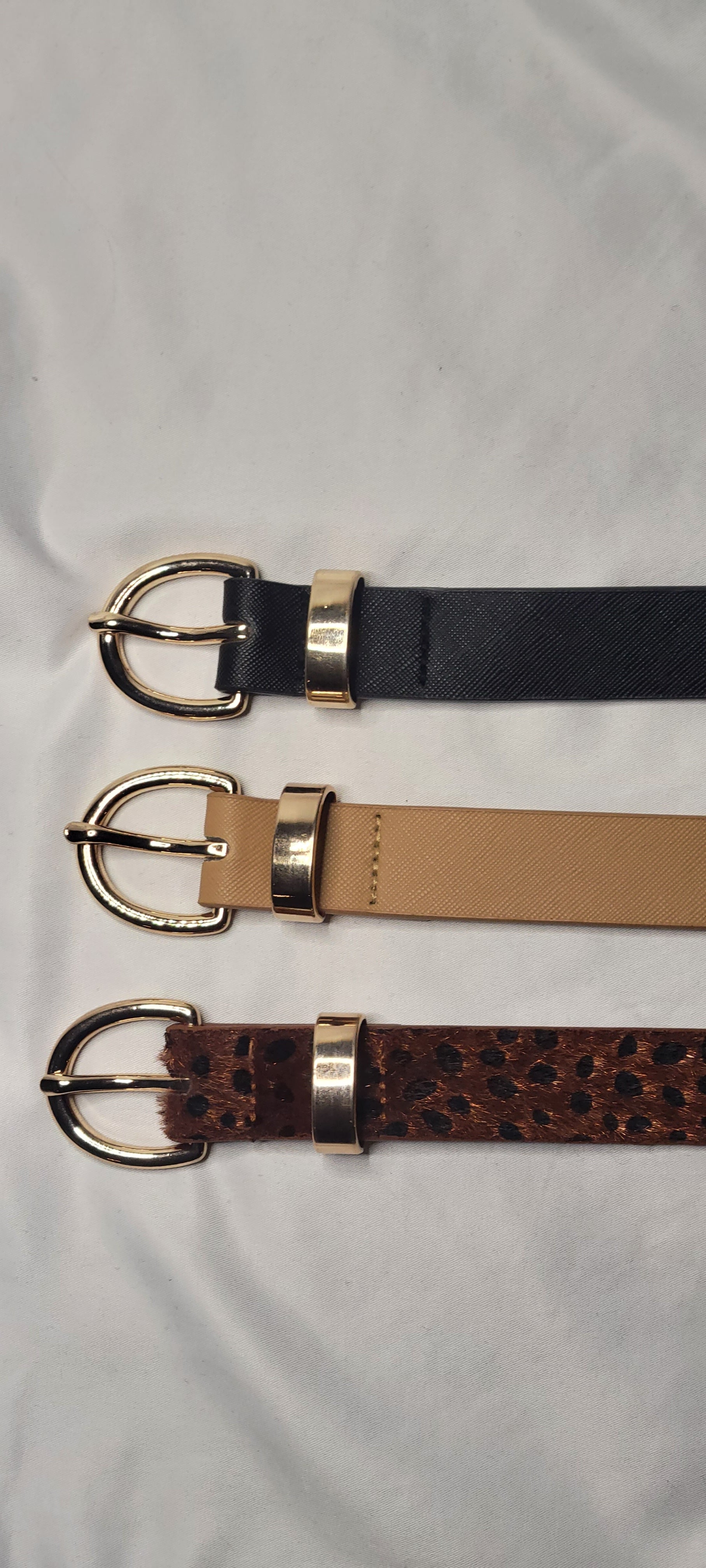 Faux Leather Belt Set-Dark Animal Print