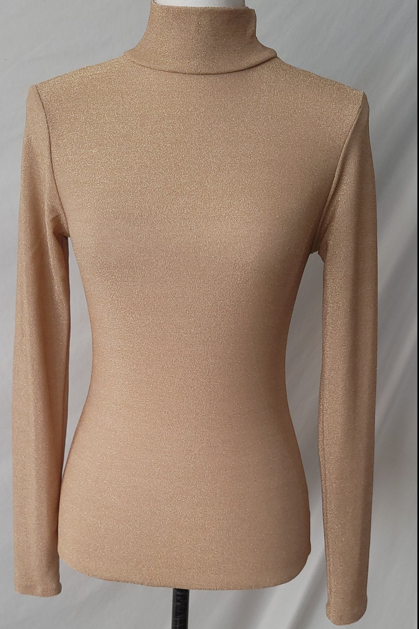 SPARKLE TOGETHER CHAMPAGNE MOCK NECK LONG SLEEVE TOP