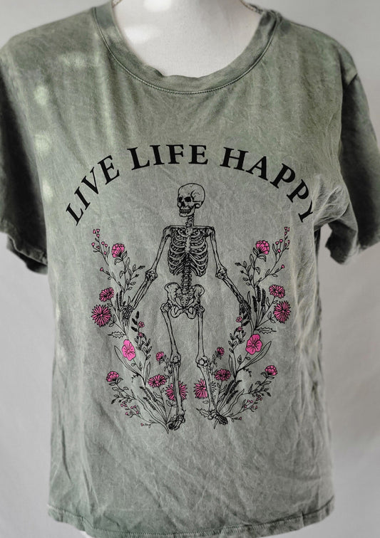 LIVE LIFE HAPPY Mineral Sage Cotton graphic tee