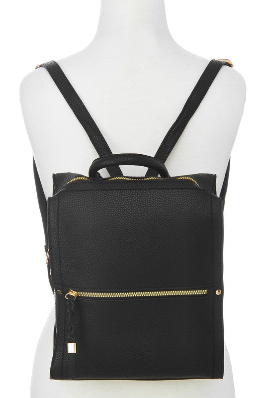 FAUX LEATHER BACKPACK