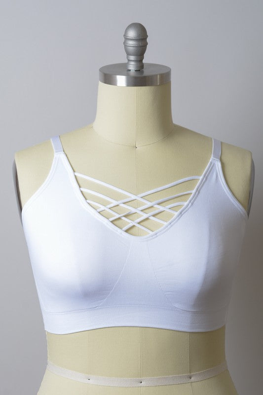 Interwoven Strappy Front Bralette-White