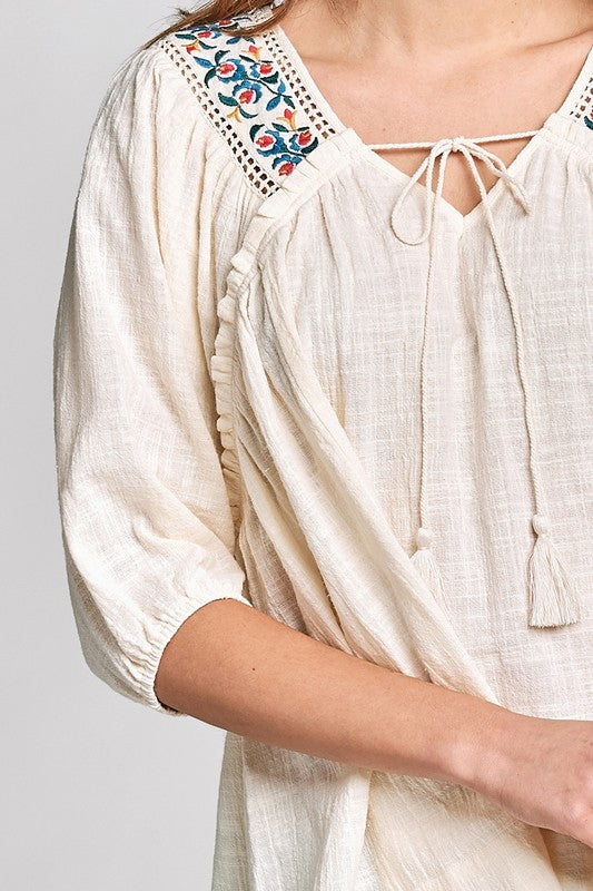 Peasant Embroidered Top