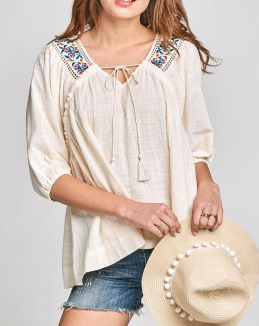 Peasant Embroidered Top