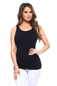 Scoop Neck Seamless Tank Top-Black