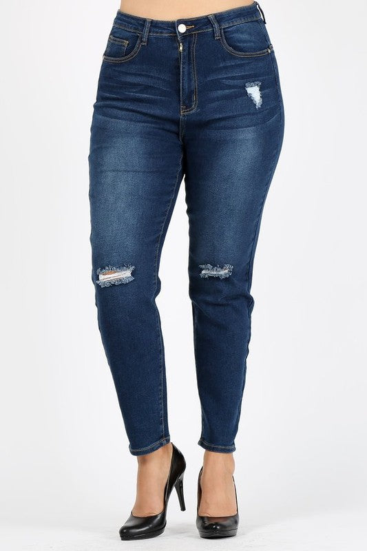 Distressed Knee Dark Wash Sinny Jeans