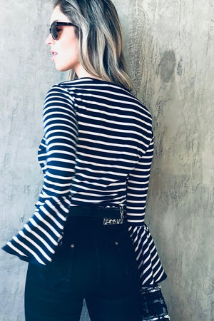 Striped Bell Sleeved Top