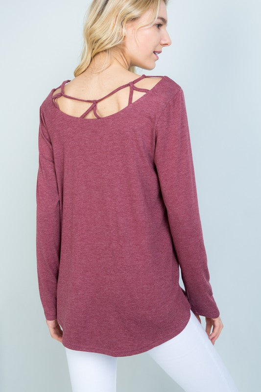 It's all about the detail long sleeve top Burgundy