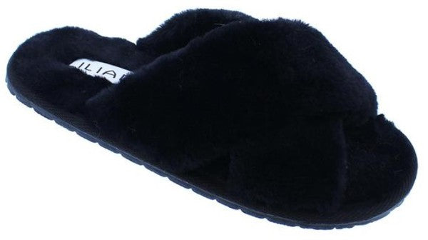 Faux Fur Layla Criss Cross Slide