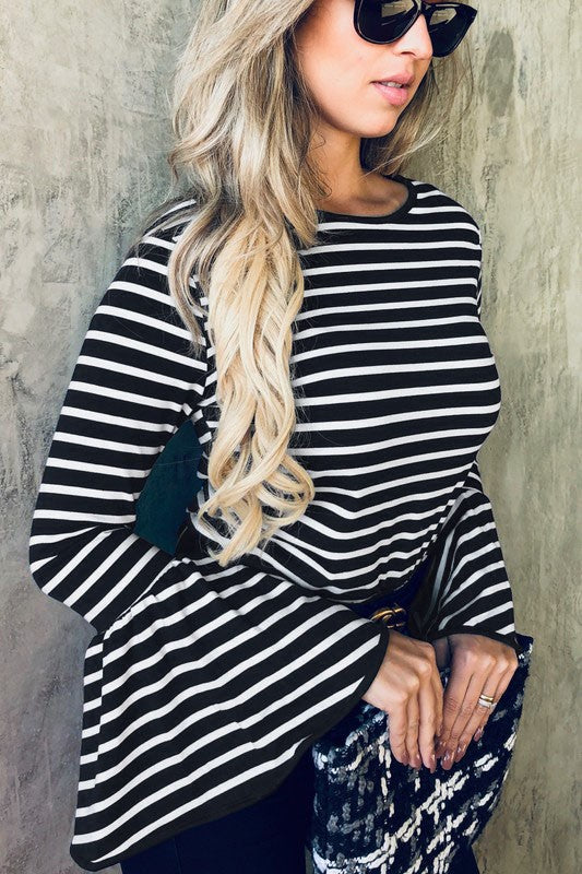 Striped Bell Sleeved Top