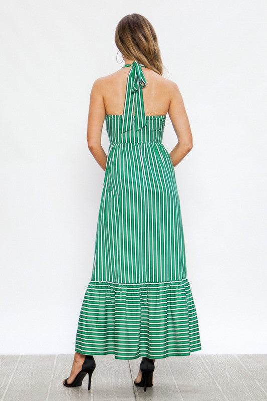 Green Halter Maxi Dress