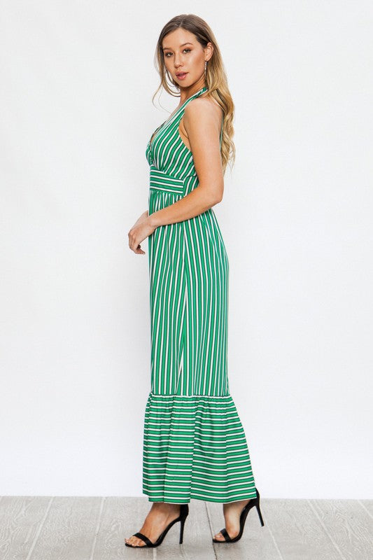 Green Halter Maxi Dress