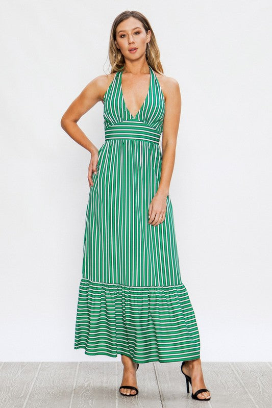 Green Halter Maxi Dress