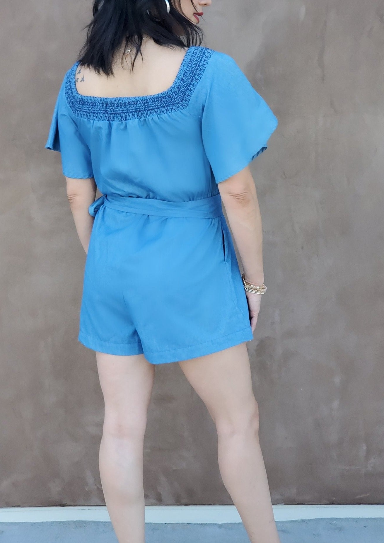Chambray Off The Shoulder Romper