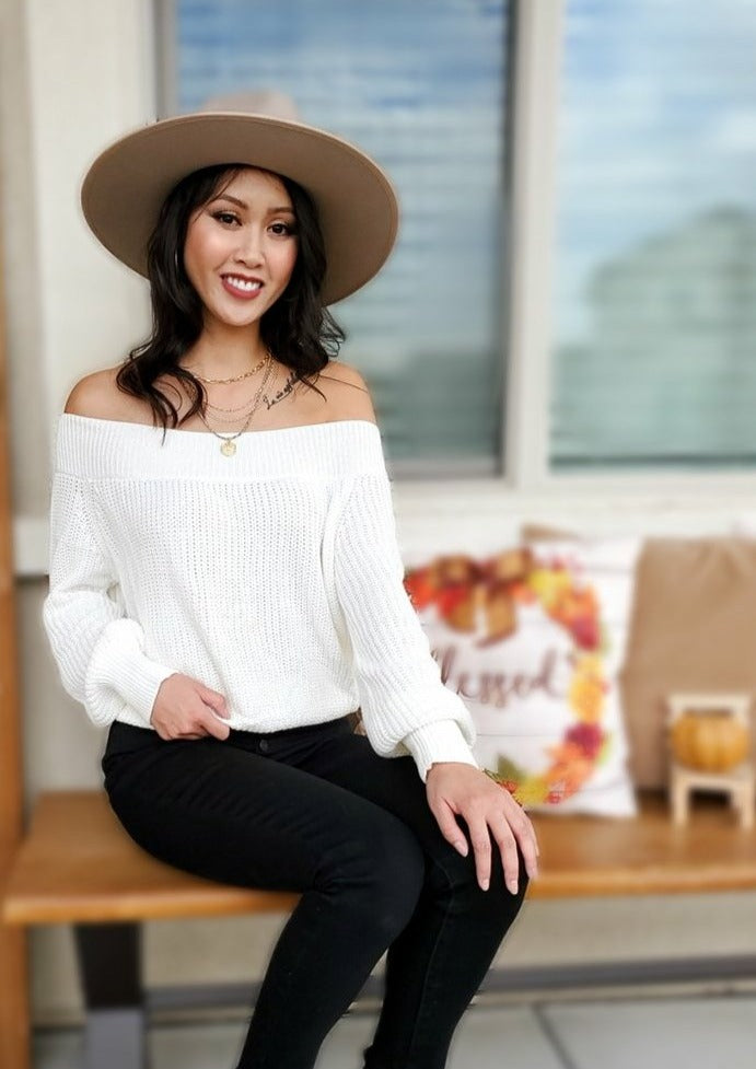 Feel Beautiful Knitted Sweater-Cream