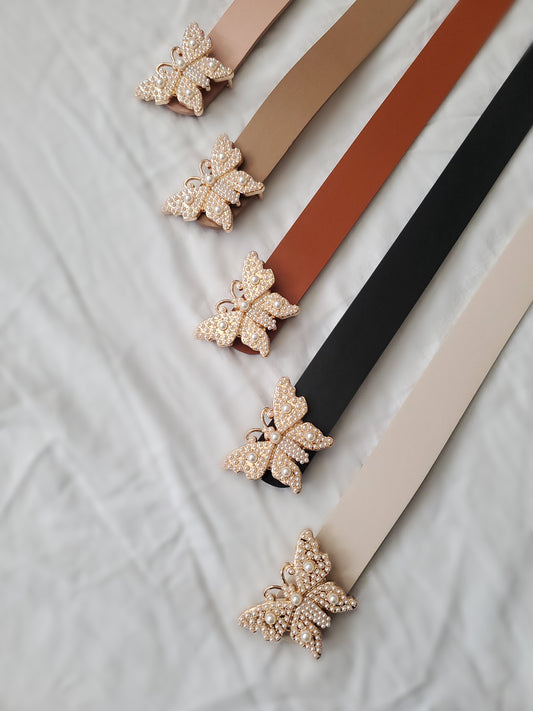 Cream Pearl Butterfly Belt