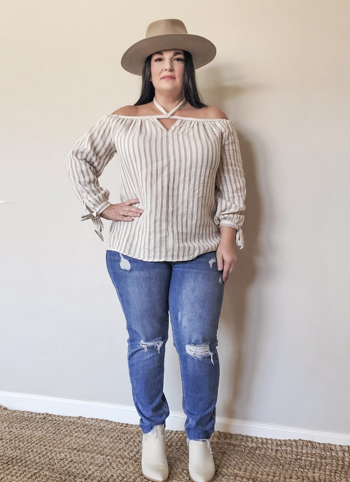 Striped Off The Shoulder Top