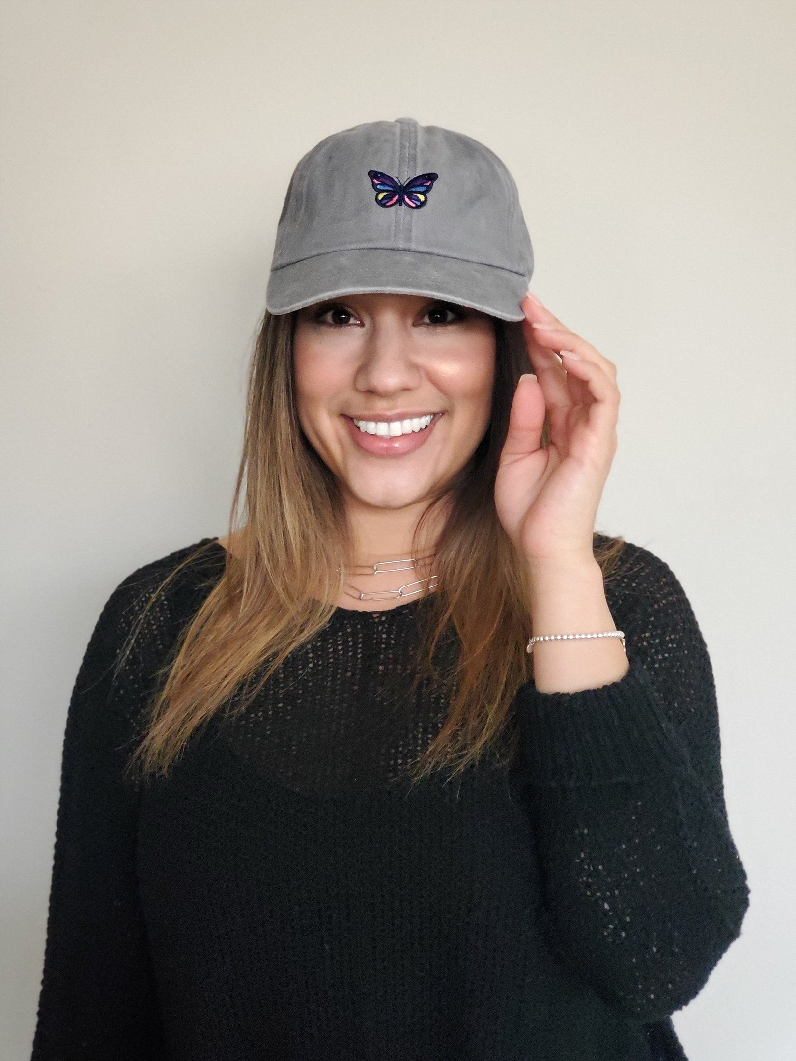 Embroidered Colorful Butterfly Hat