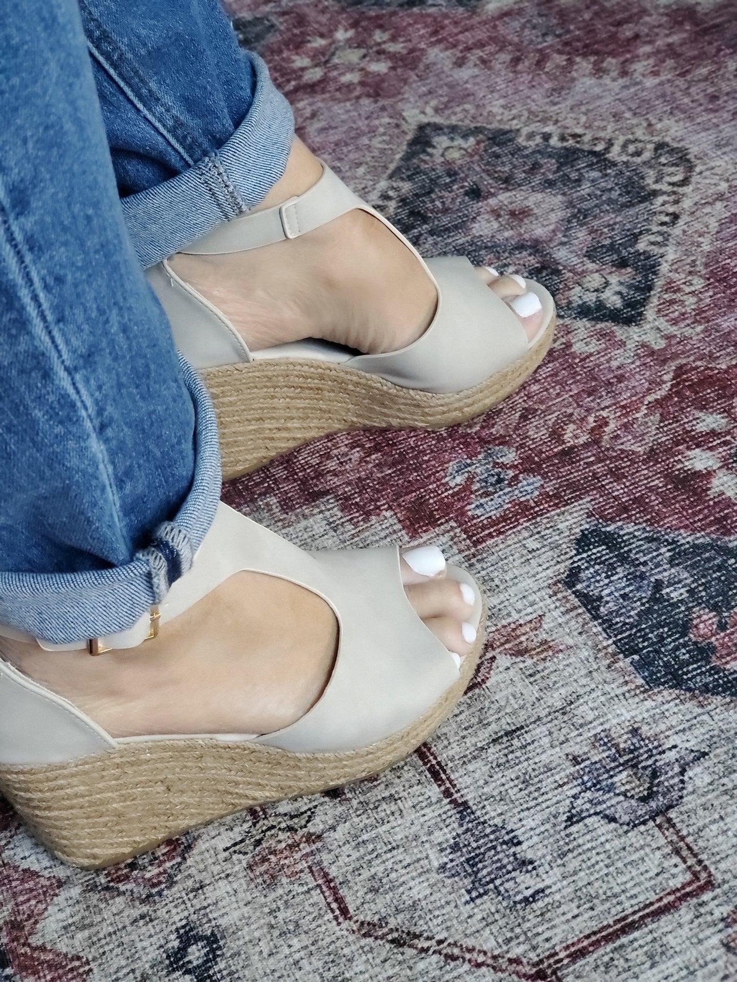 Beige Espadrille Pamela Wedge