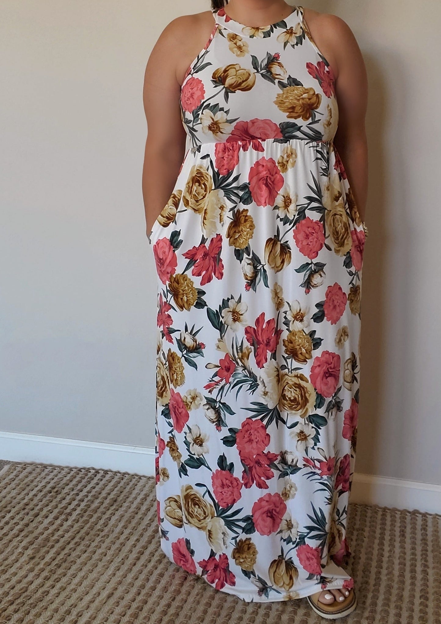 Halter Neck Floral Maxi Dress S-XL