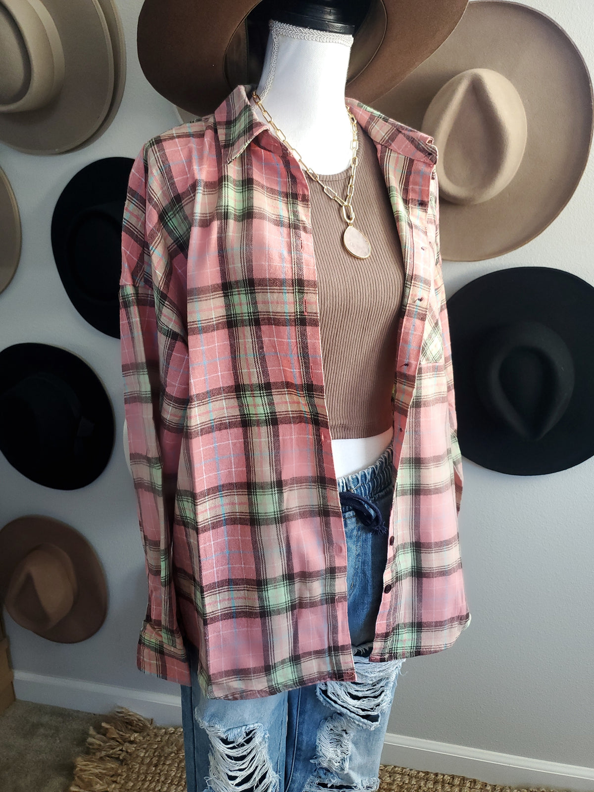 Plaid Pink Flannel Shirt – Mota Boutique