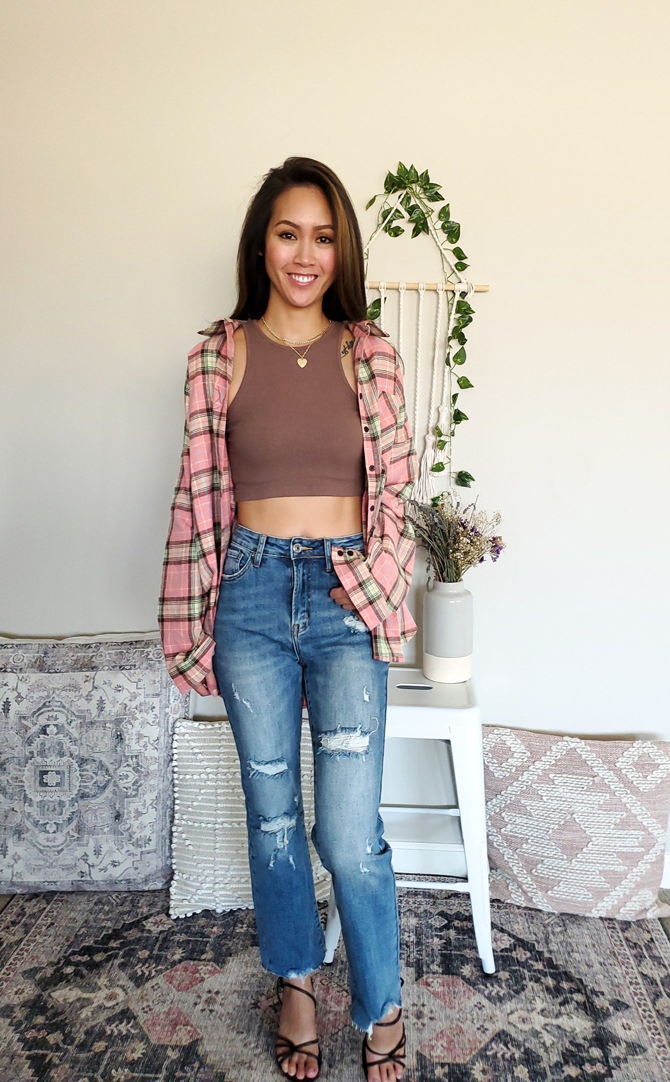 Plaid Pink Flannel Shirt