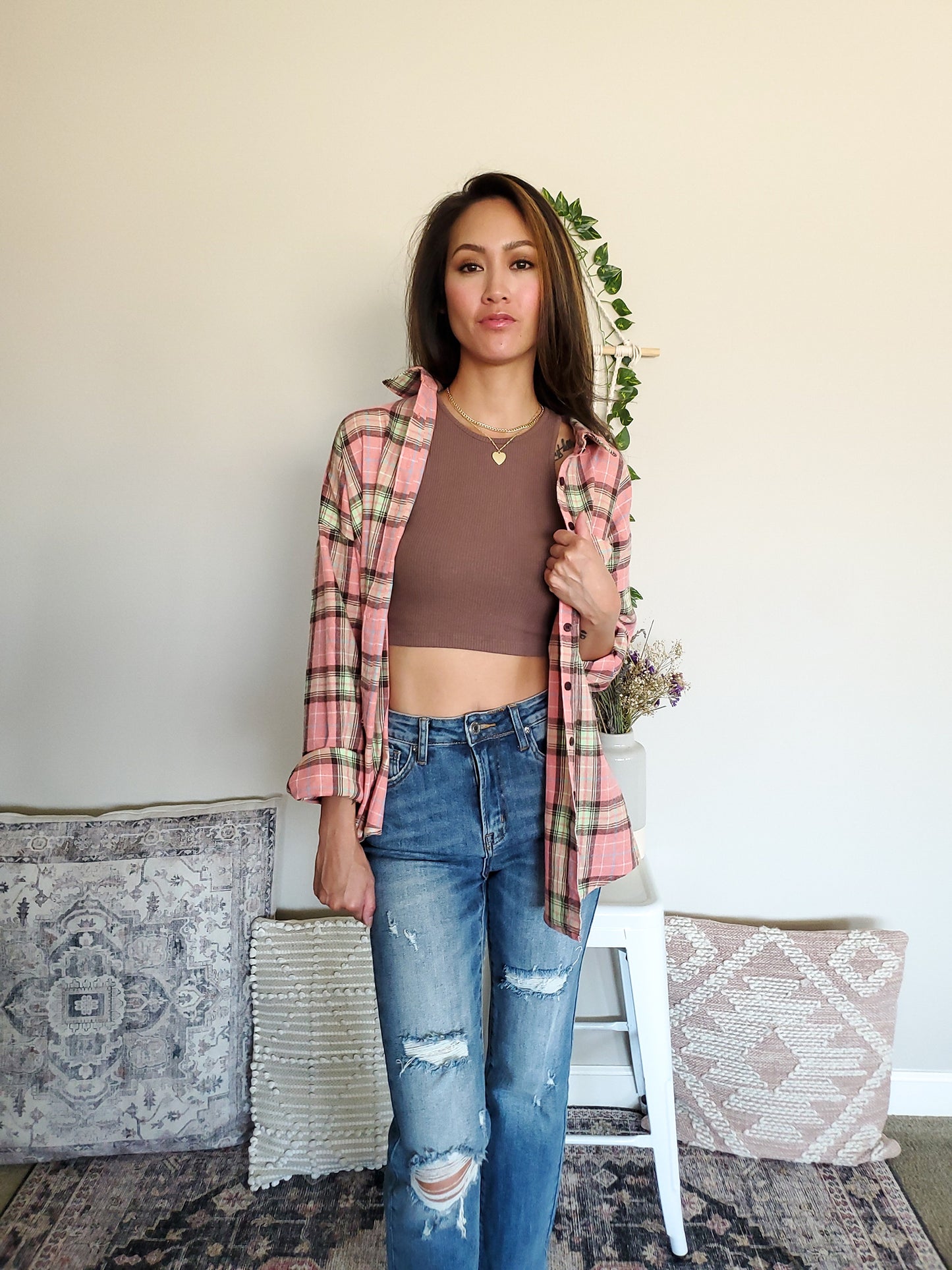 Plaid Pink Flannel Shirt