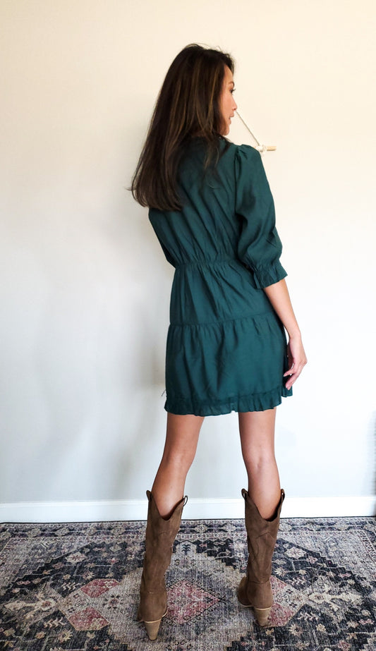 Ruffled Green Dress S-XL