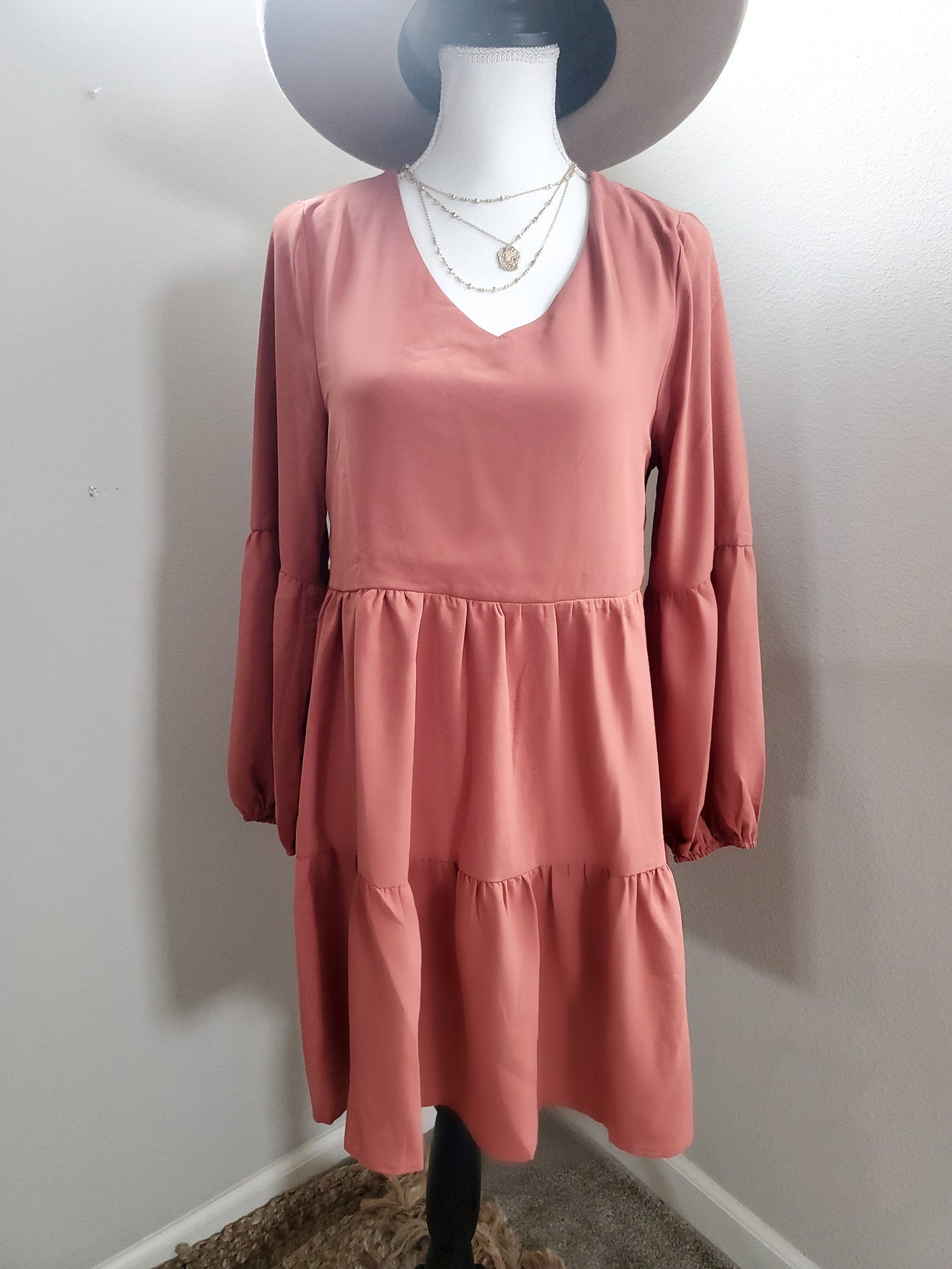 V Neck Loose Swing Shift Dress