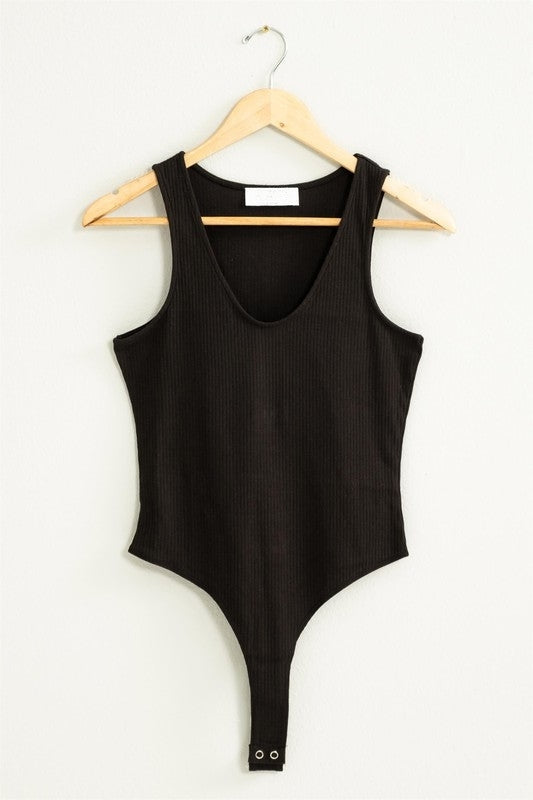 RIBBED TANK BODYSUIT- BLACK