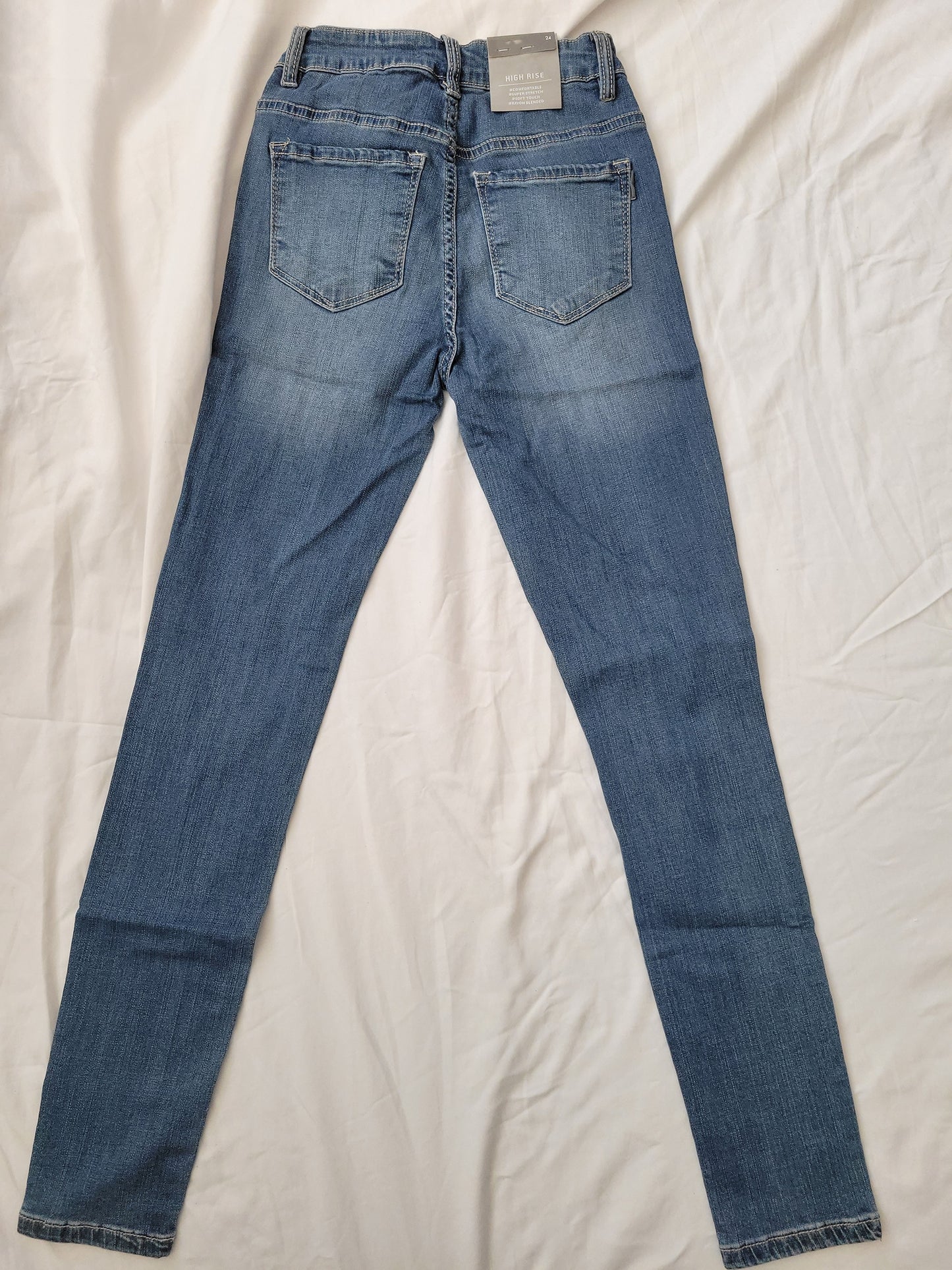 High Rise Medium Wash Distressed Nadia Jeans