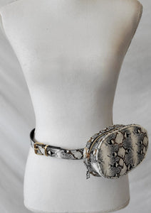 White Snake Print Belt with removable fanny pack