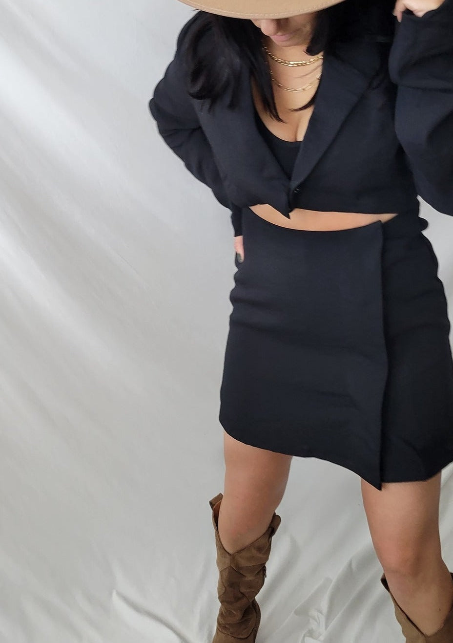 CROP BLAZER JACKET MINI DRESS