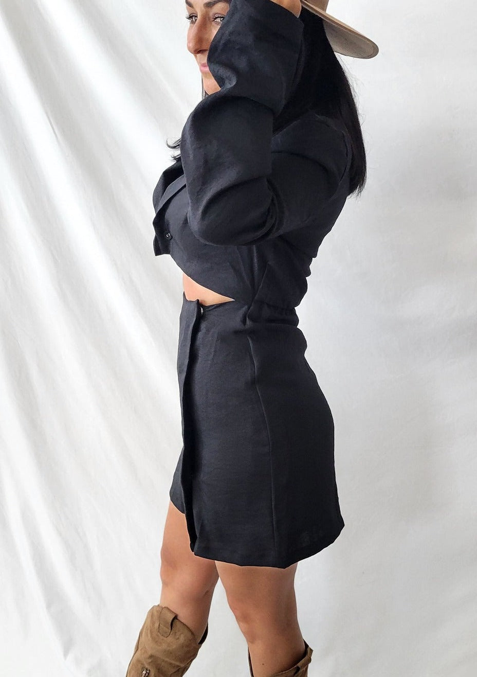 CROP BLAZER JACKET MINI DRESS