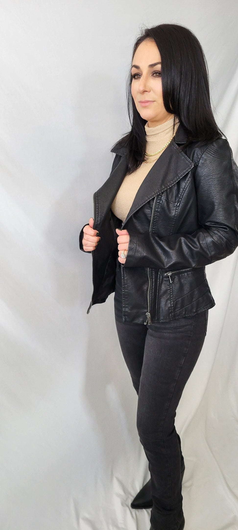 Moto Vegan Leather Biker Jacket