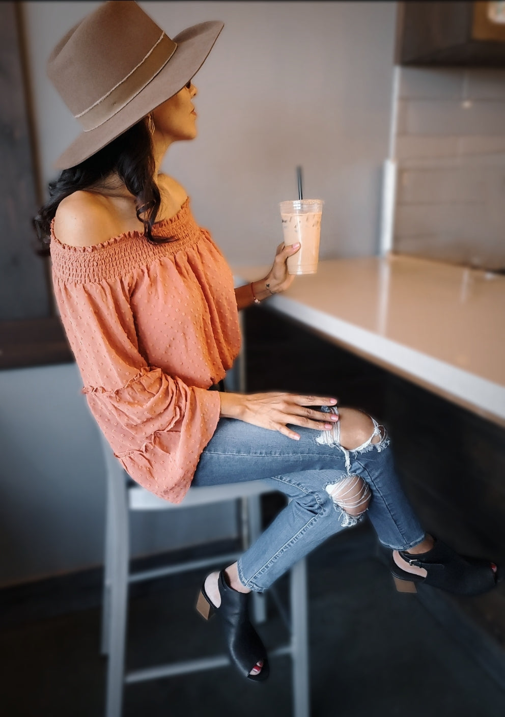 Romance Ruffle Crop Top in Rust