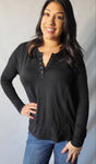 LACE HENLEY LONG SLEEVE TOP