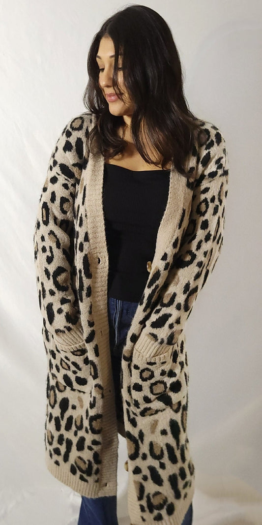 Long Leopard Cardigan Duster